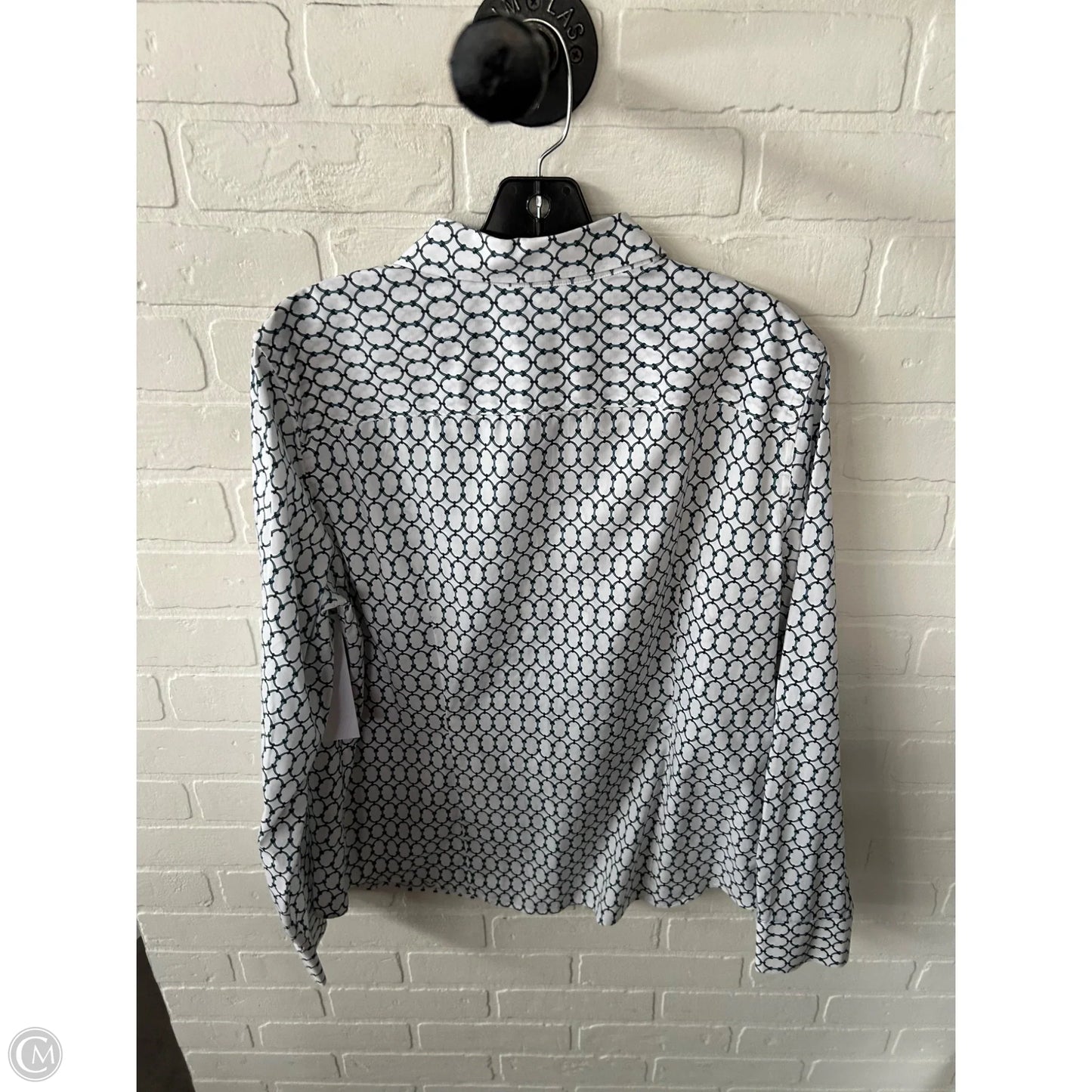 Top Long Sleeve By Talbots In Blue & White, Size: Xl