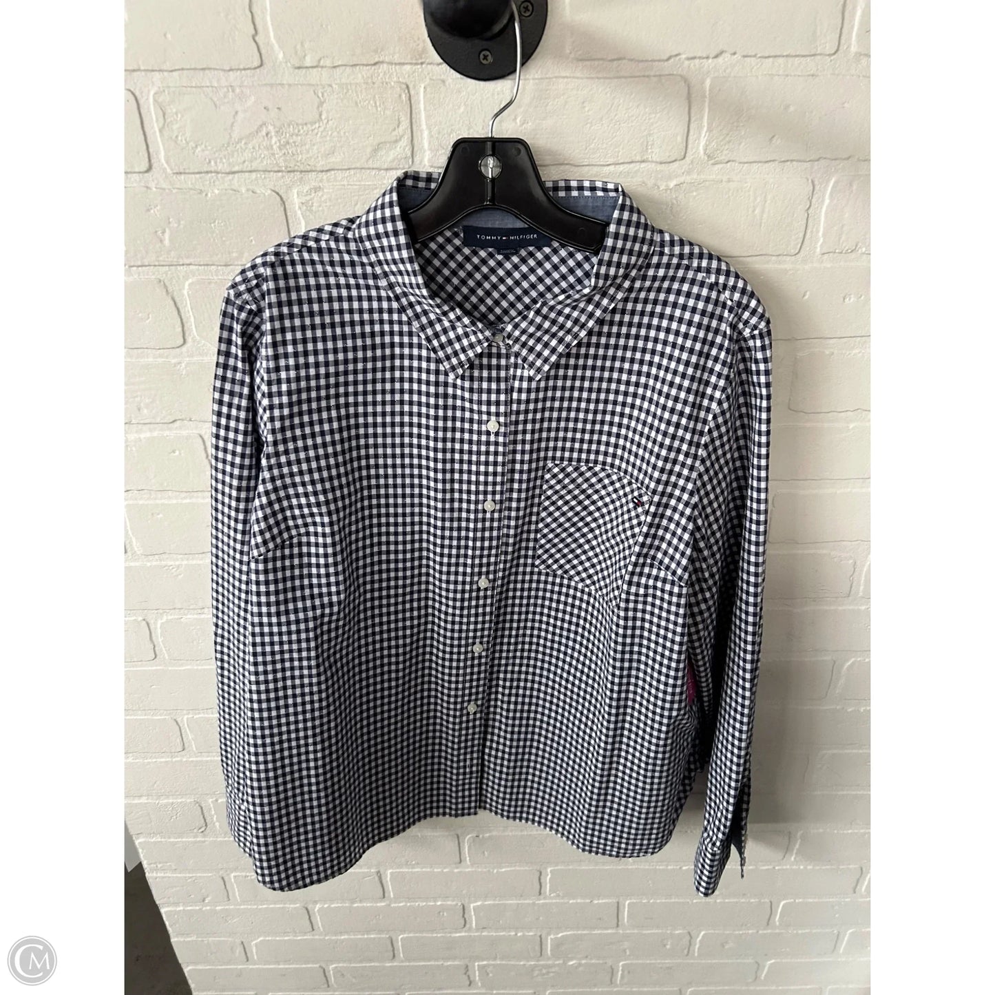 Top Long Sleeve By Tommy Hilfiger In Blue & White, Size: Xl