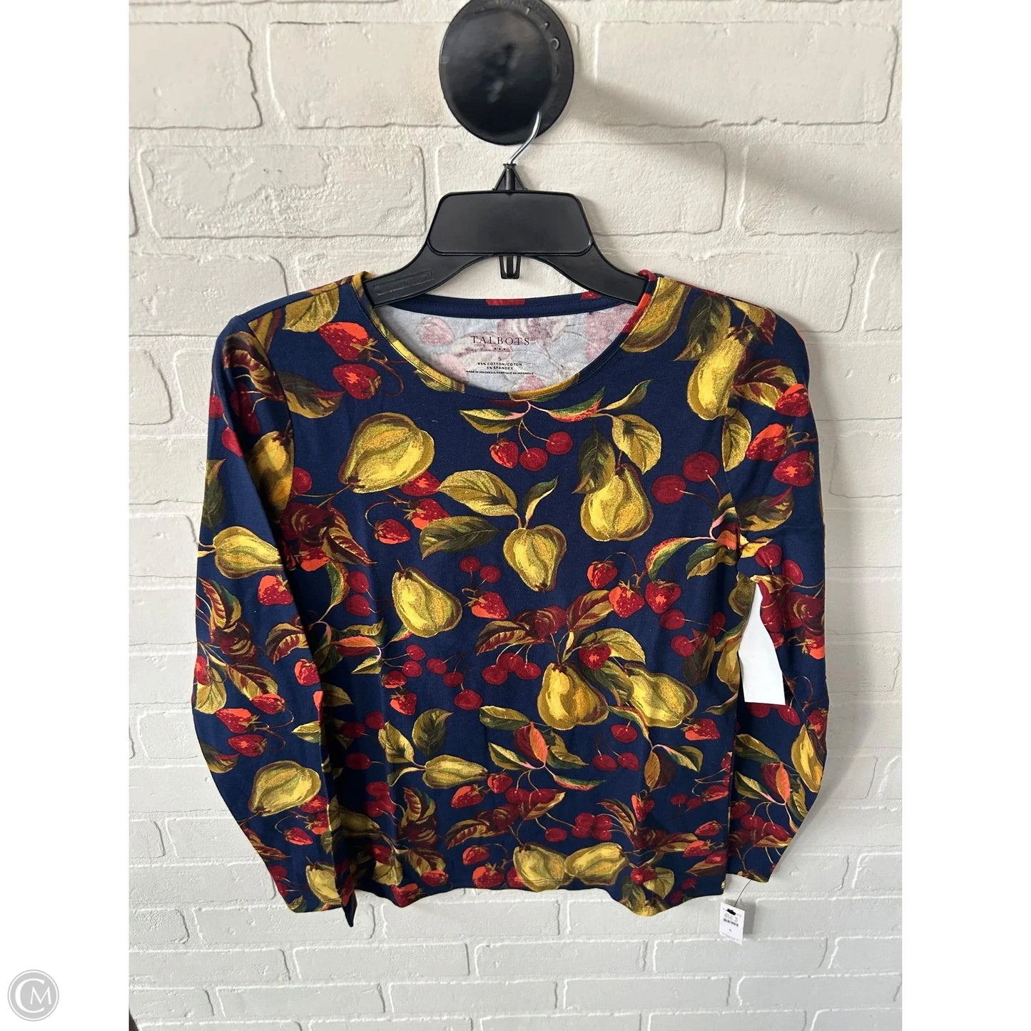 Top Long Sleeve Basic By Talbots In Blue & Yellow, Size: S