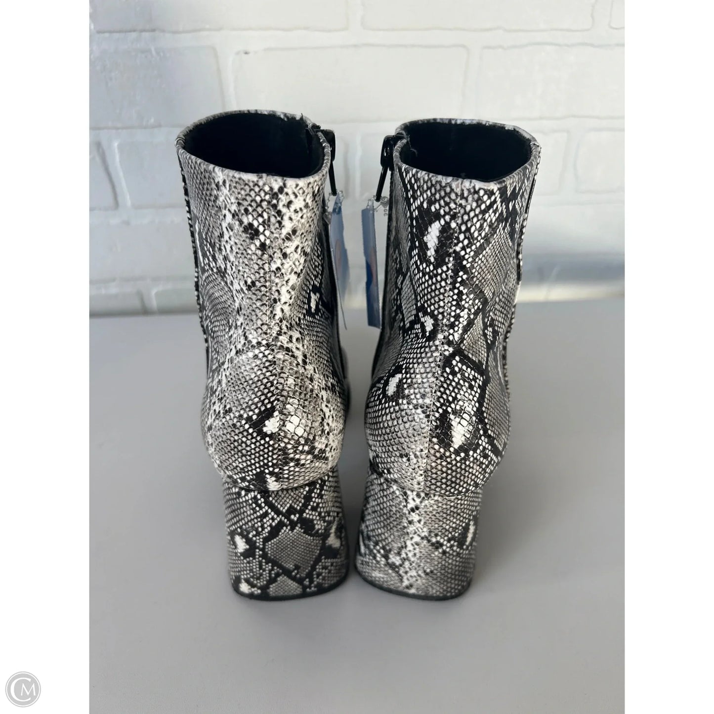 Boots Ankle Heels By Madden Girl In Black & Grey, Size: 7.5