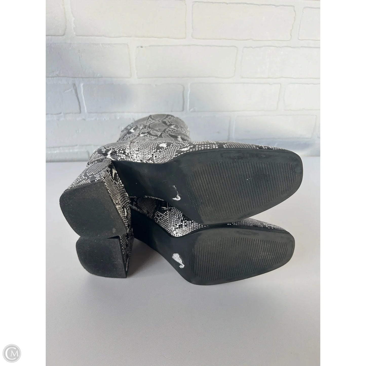 Boots Ankle Heels By Madden Girl In Black & Grey, Size: 7.5