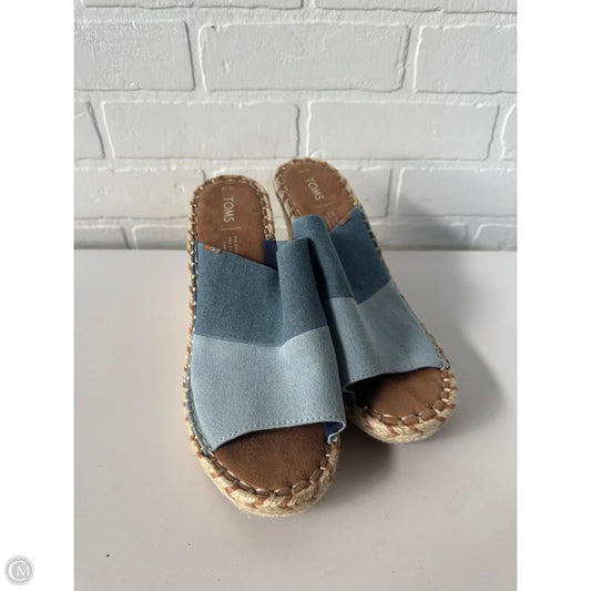 Sandals Heels Wedge By Toms In Blue Denim, Size: 10