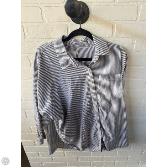 Top Long Sleeve By American Eagle In Grey & White, Size: Xs