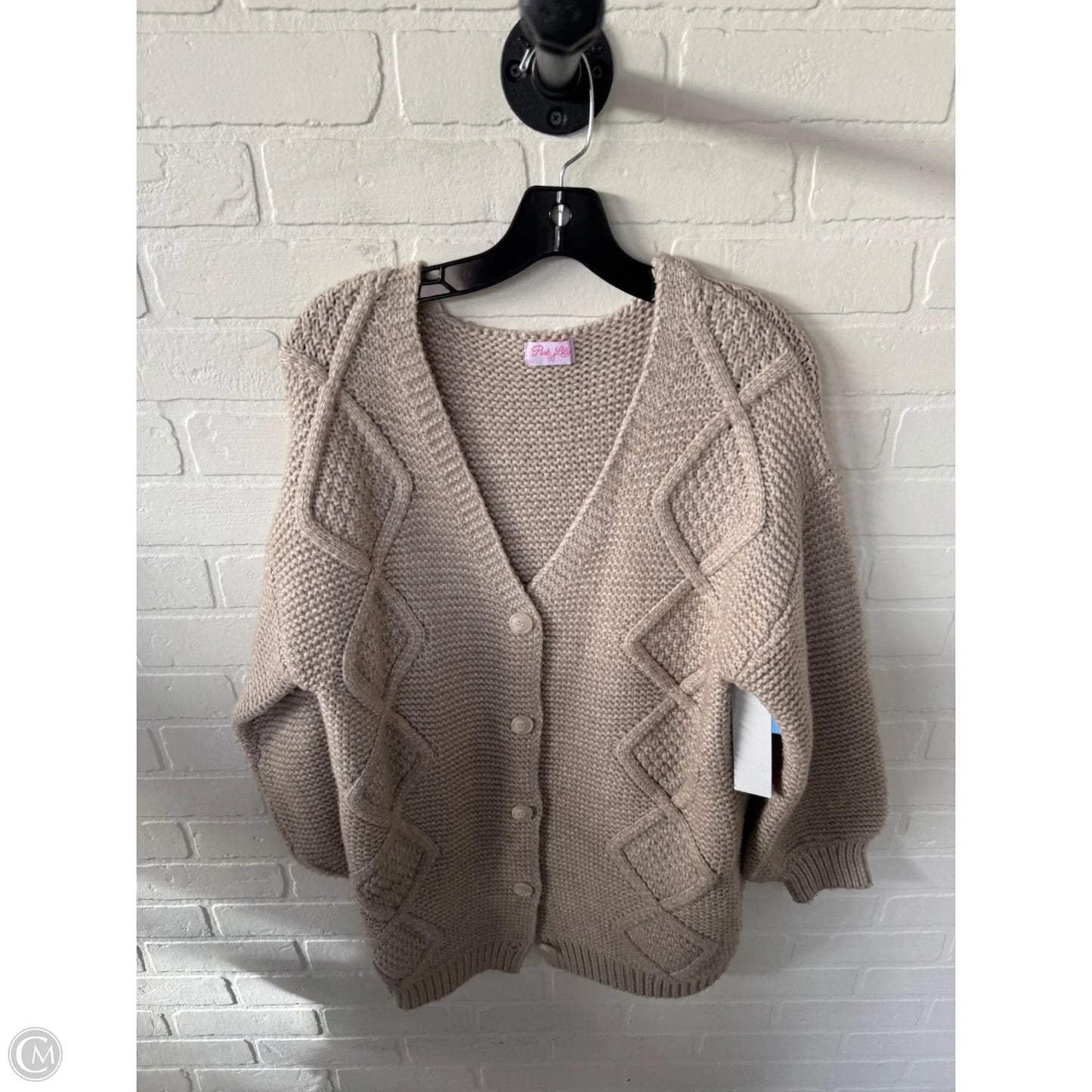 Sweater Cardigan By Pink Lily In Tan, Size: S