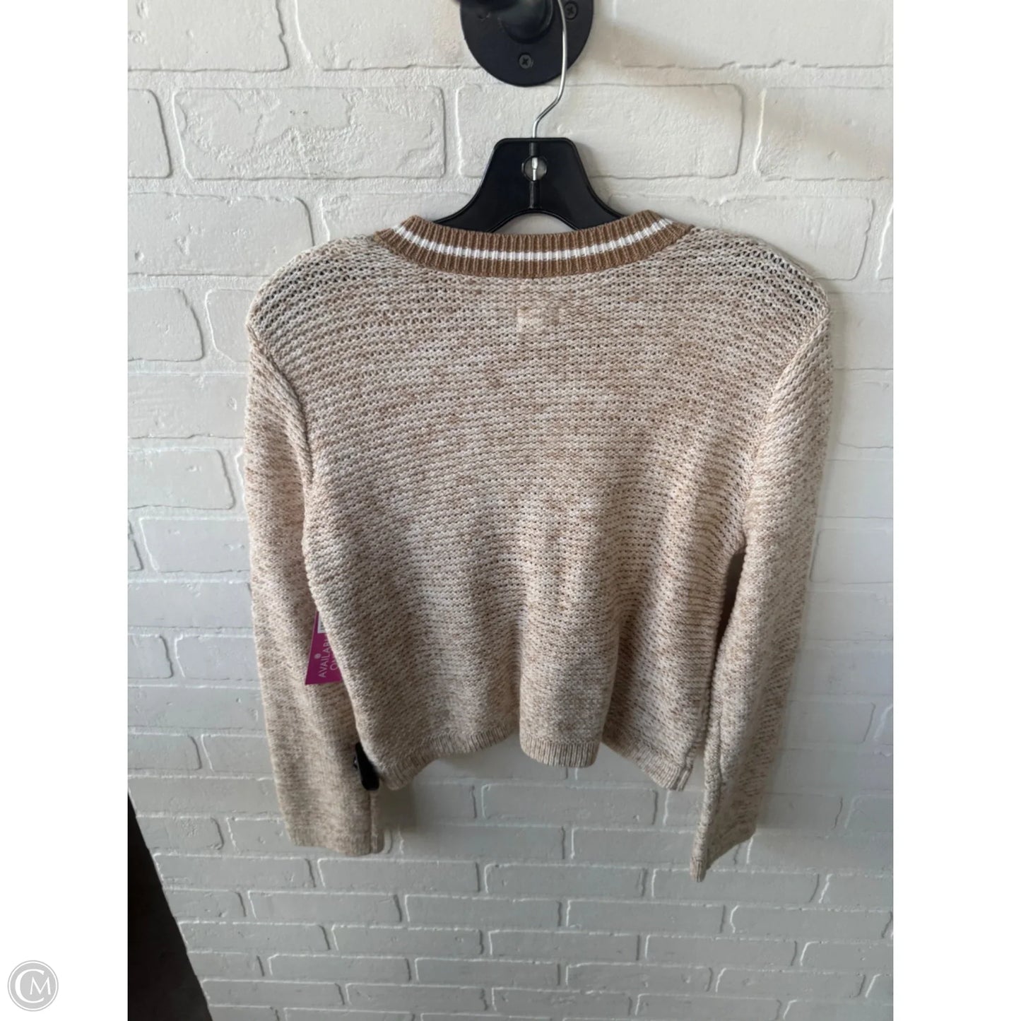 Sweater Cardigan By Aerie In Tan & White, Size: S