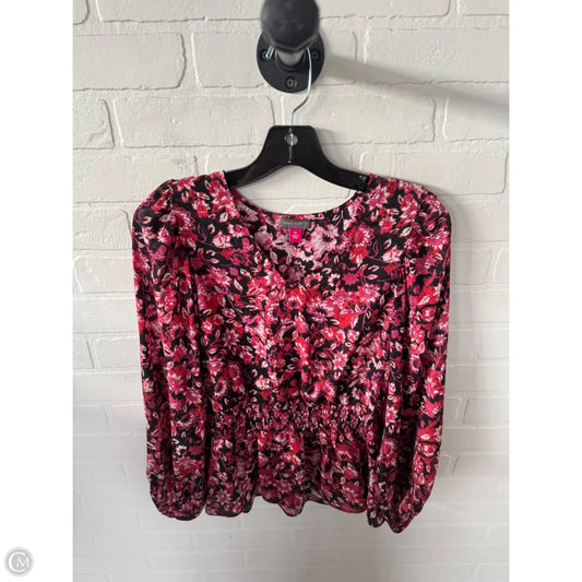 Top Long Sleeve By Vince Camuto In Black & Red, Size: Xs