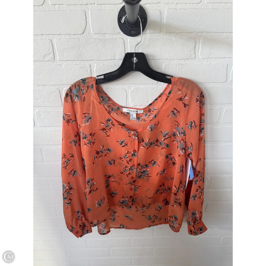Top Long Sleeve By Forever 21 In Orange, Size: M