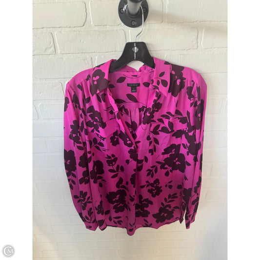 Top Long Sleeve By Ann Taylor In Pink & Red, Size: M