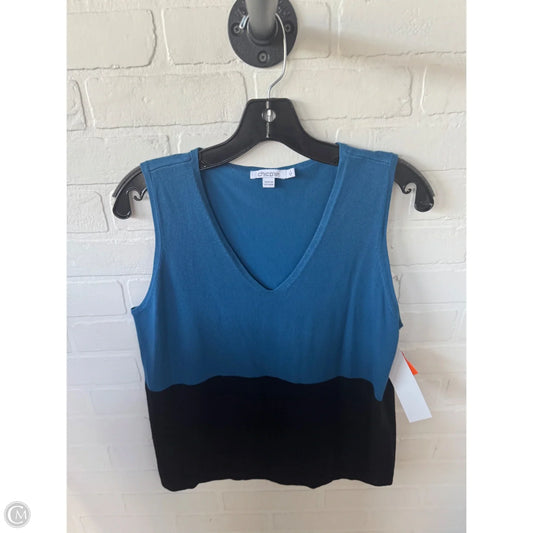 Vest Sweater By Chicos In Black & Blue, Size: M