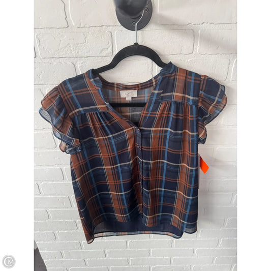 Top Short Sleeve By Loft In Blue & Brown, Size: S