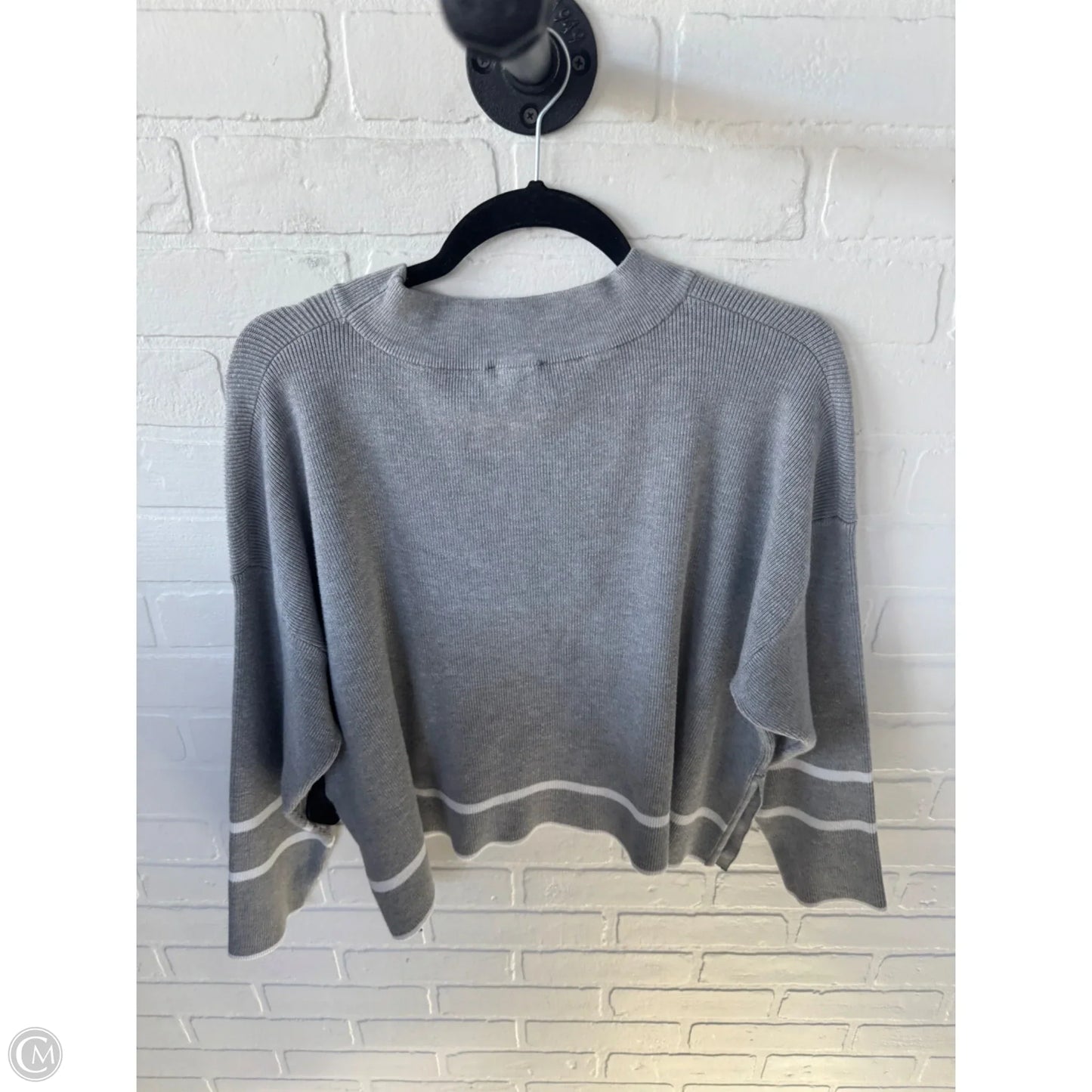 Sweater By Adrianna Papell In Grey & White, Size: L
