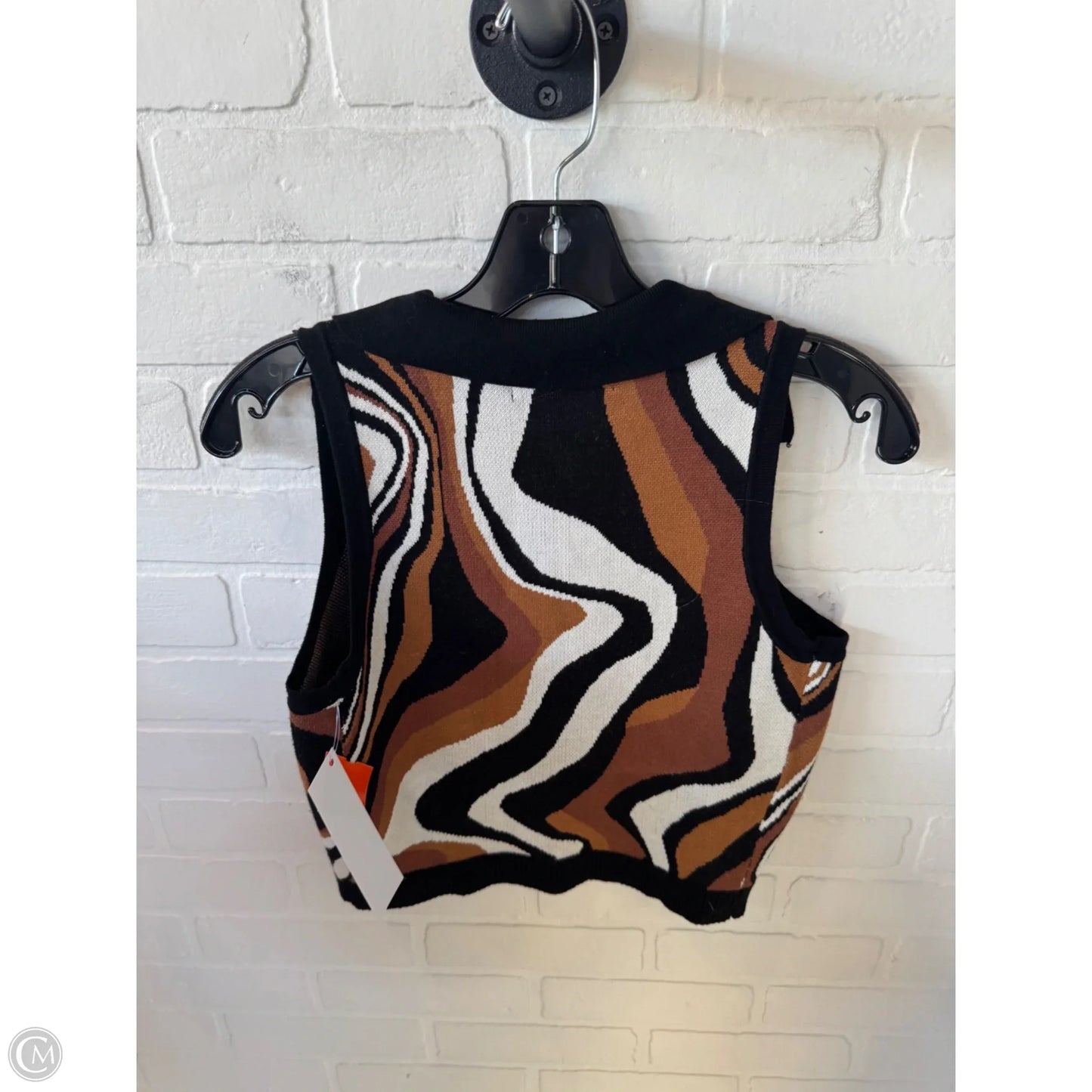 Vest Sweater By Say What In Black & Brown, Size: S