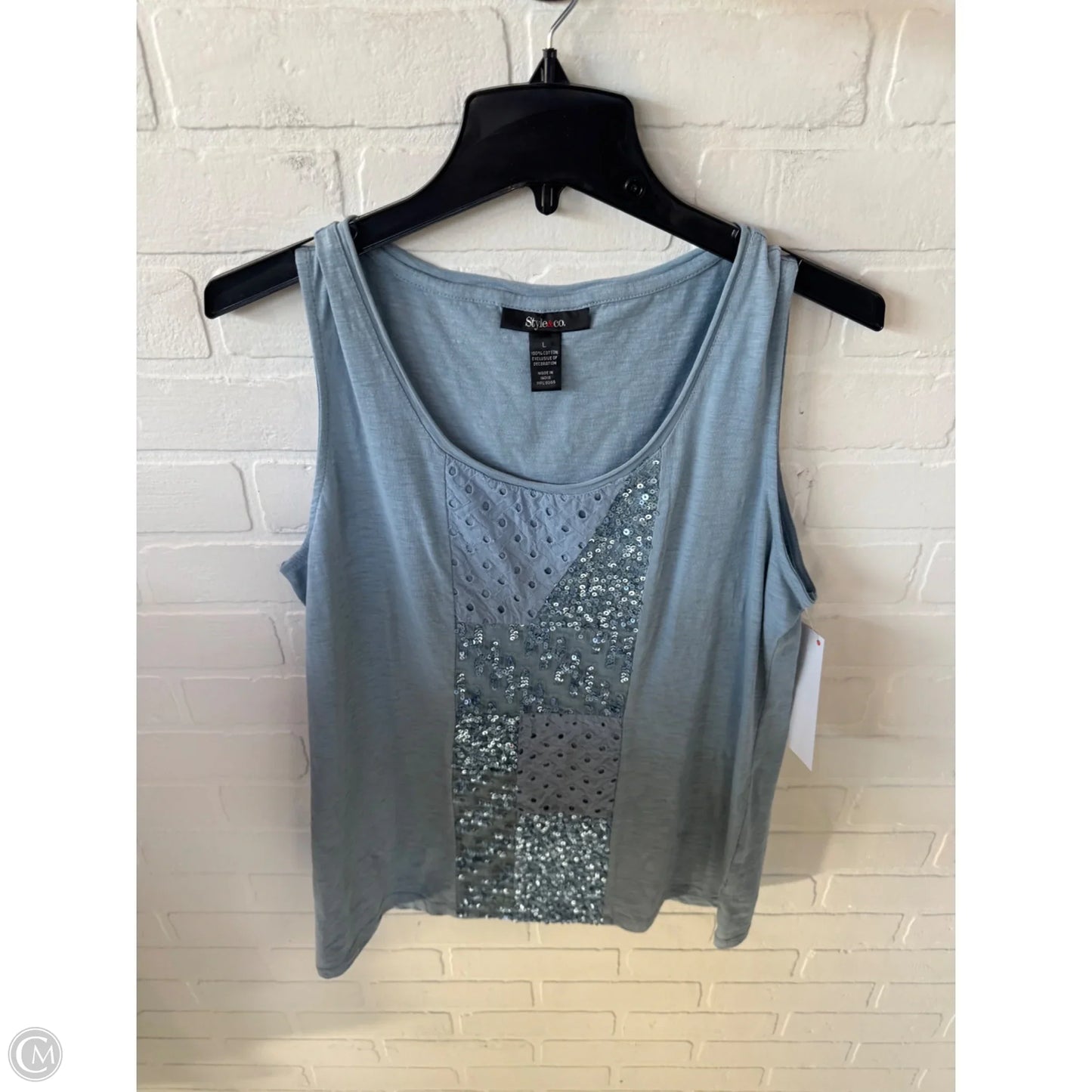 Top Sleeveless By Style And Company In Blue, Size: L