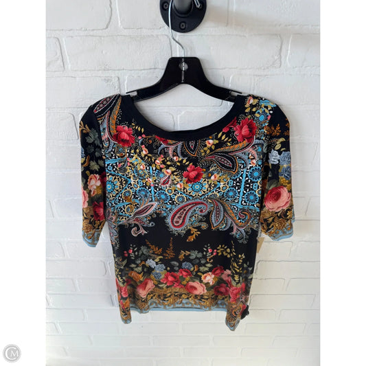 Top Short Sleeve Designer By Johnny Was In Black & Red, Size: L