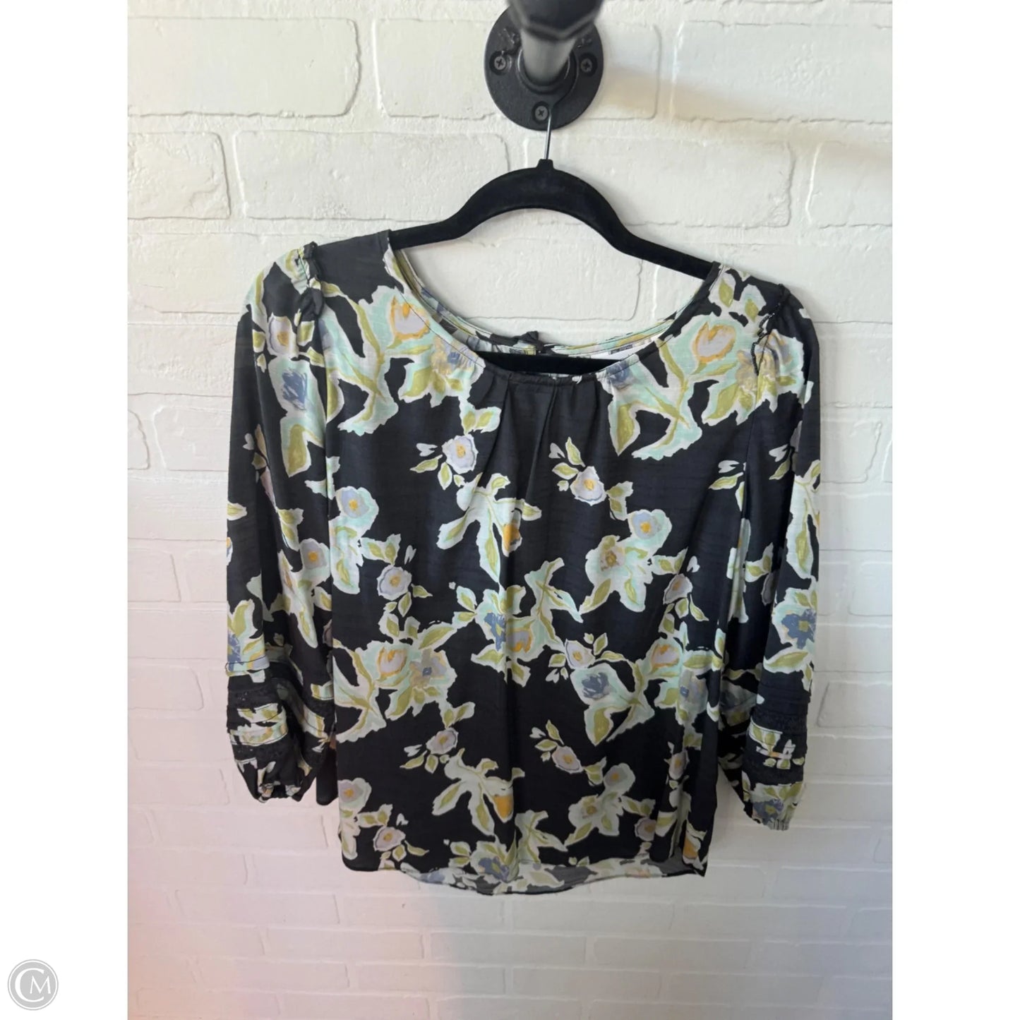 Top 3/4 Sleeve By Lc Lauren Conrad In Black & Green, Size: M