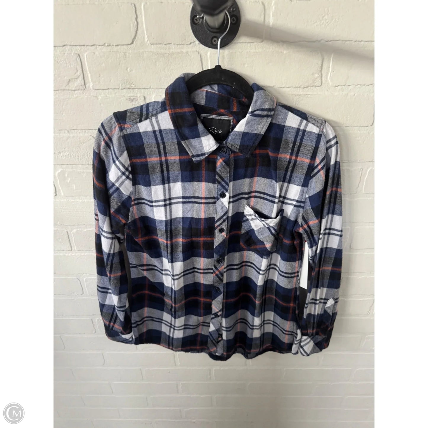 Top Long Sleeve By Rails In Black & Blue, Size: S