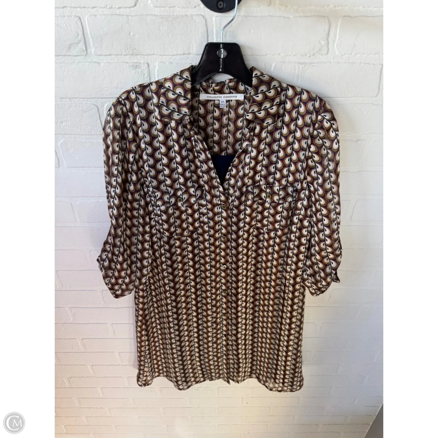 Dress Casual Short By Collective Concepts In Brown & Cream, Size: Xs