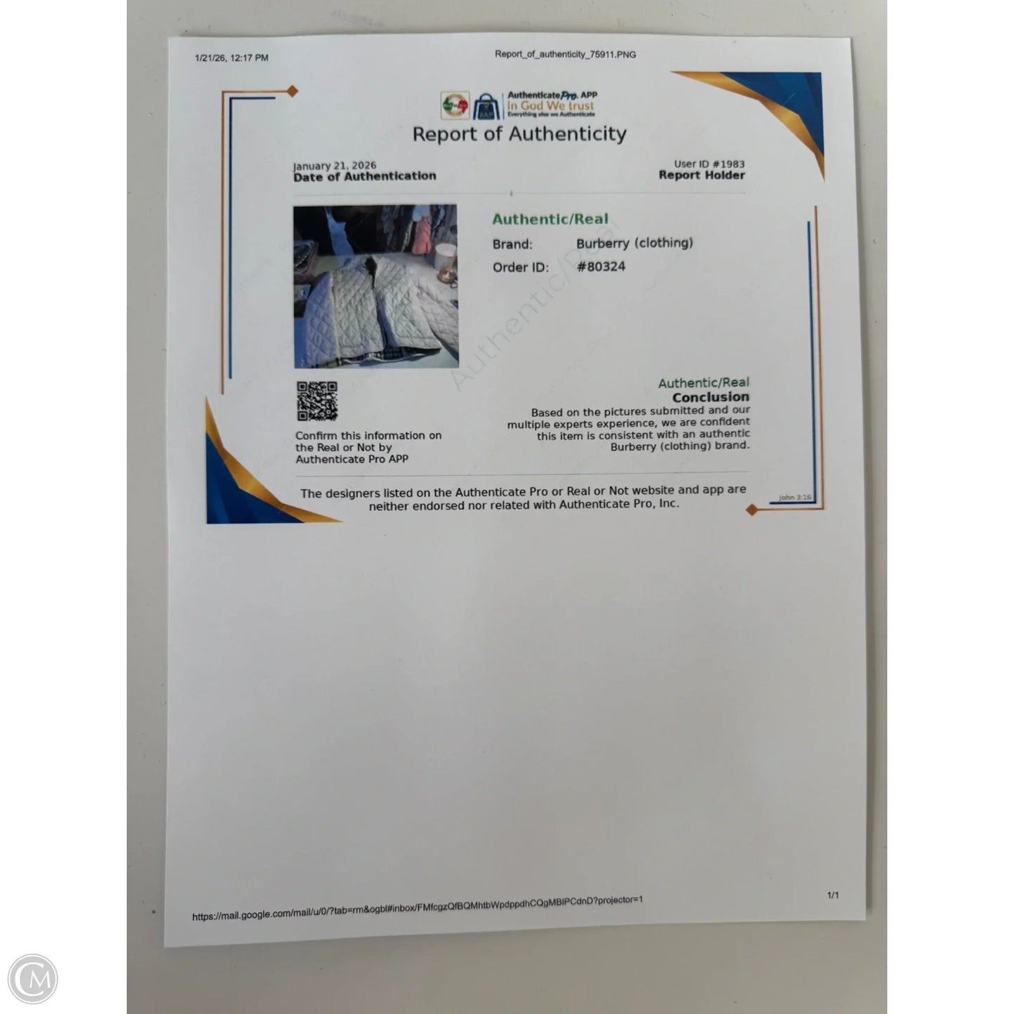 Jacket Luxury Designer By Burberry In Pink, Size: L