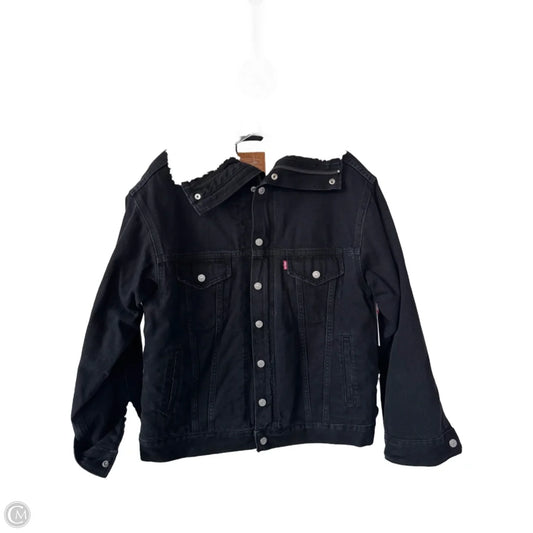 Jacket Denim By Levis In Black Denim, Size: S