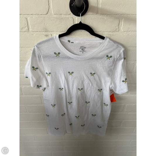 Top Short Sleeve Basic By J. Crew In White & Yellow, Size: S