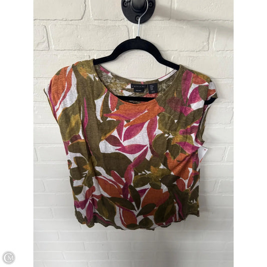 Top Sleeveless By Tahari In Green & Orange, Size: M