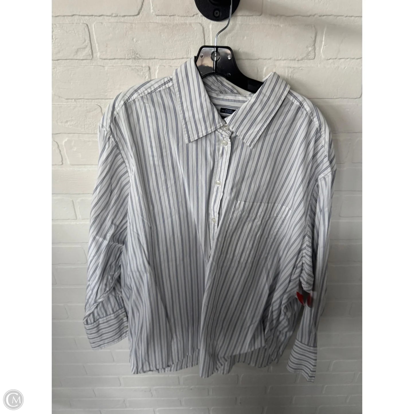 Top Long Sleeve By Gap In Blue & White, Size: Xl