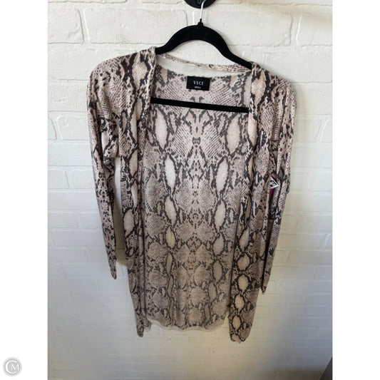 Sweater Cardigan By Vici In Grey & Tan, Size: S