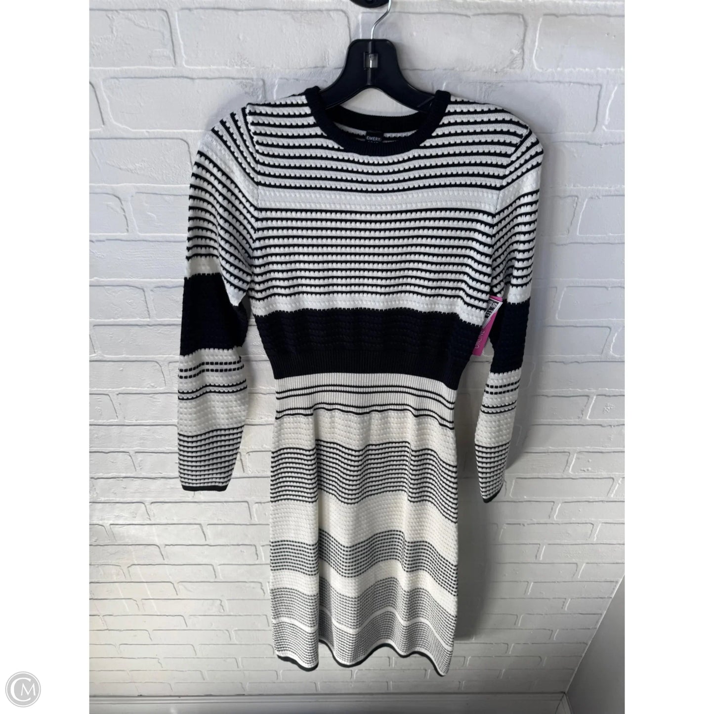 Dress Sweater By Emery Rose In Black & White, Size: M