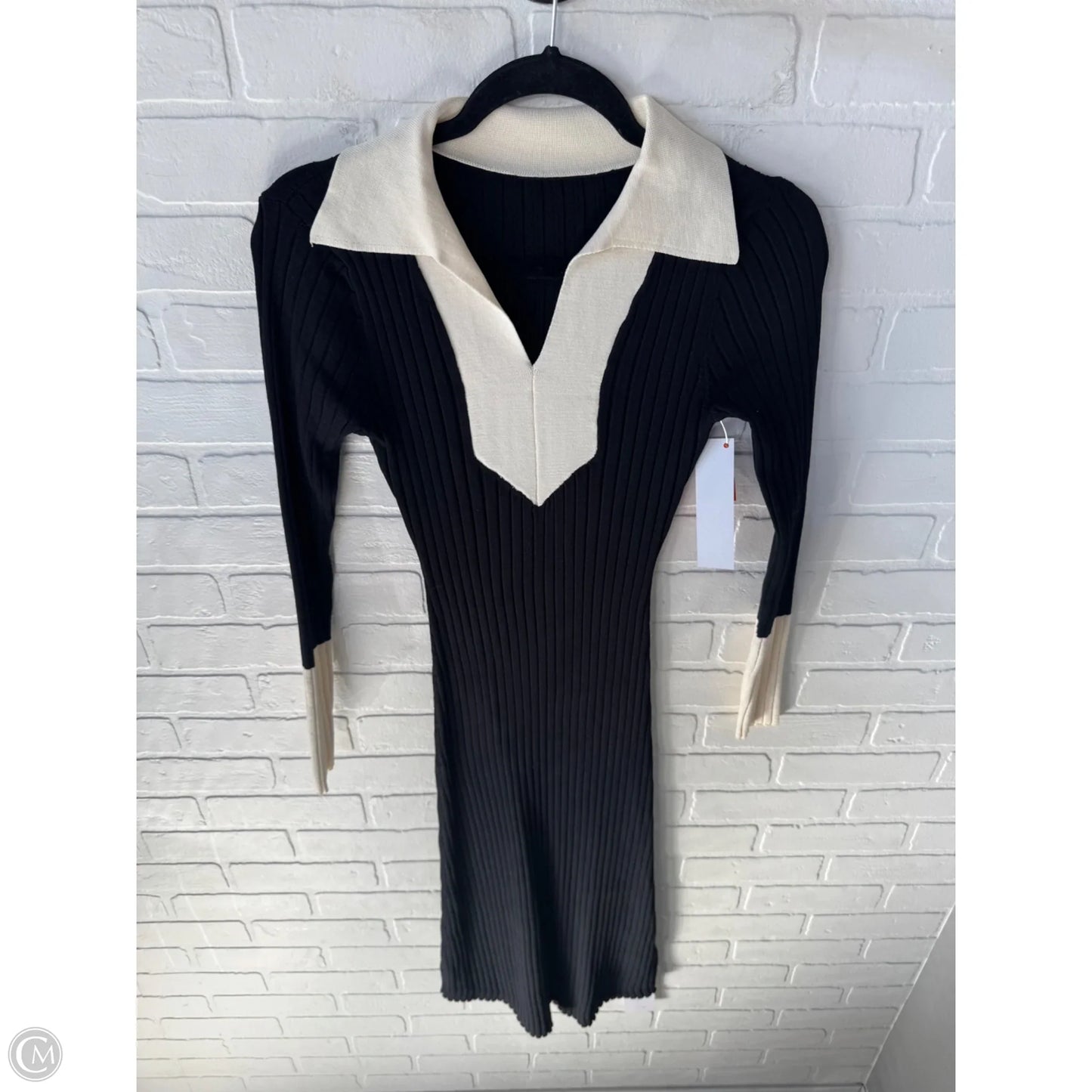 Dress Sweater By Cmf In Black & Cream, Size: M