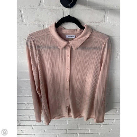 Top Long Sleeve By Calvin Klein In Peach, Size: L