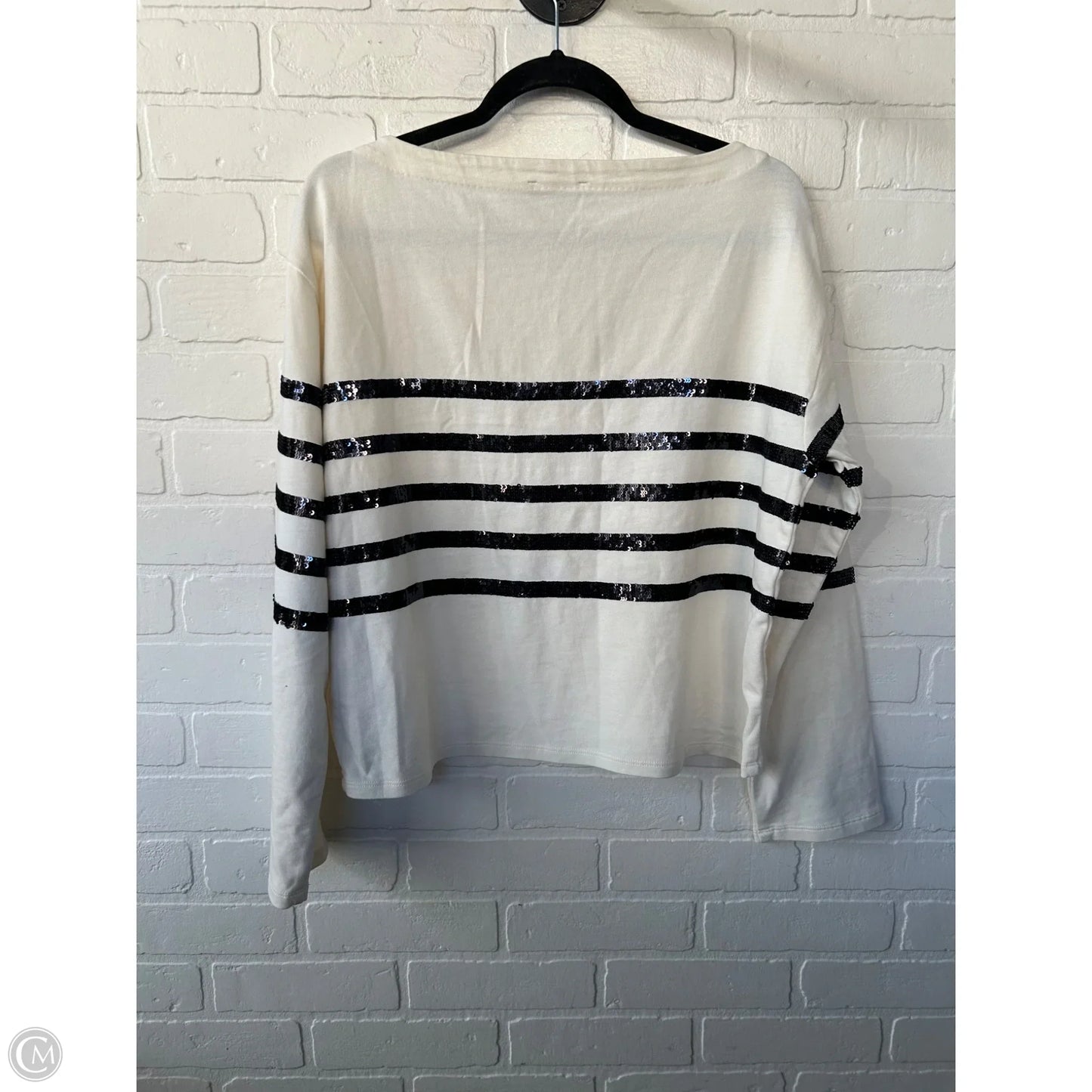 Top Long Sleeve By J. Crew In Black & Cream, Size: M