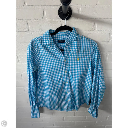 Top Long Sleeve By Polo Ralph Lauren In Blue & White, Size: M