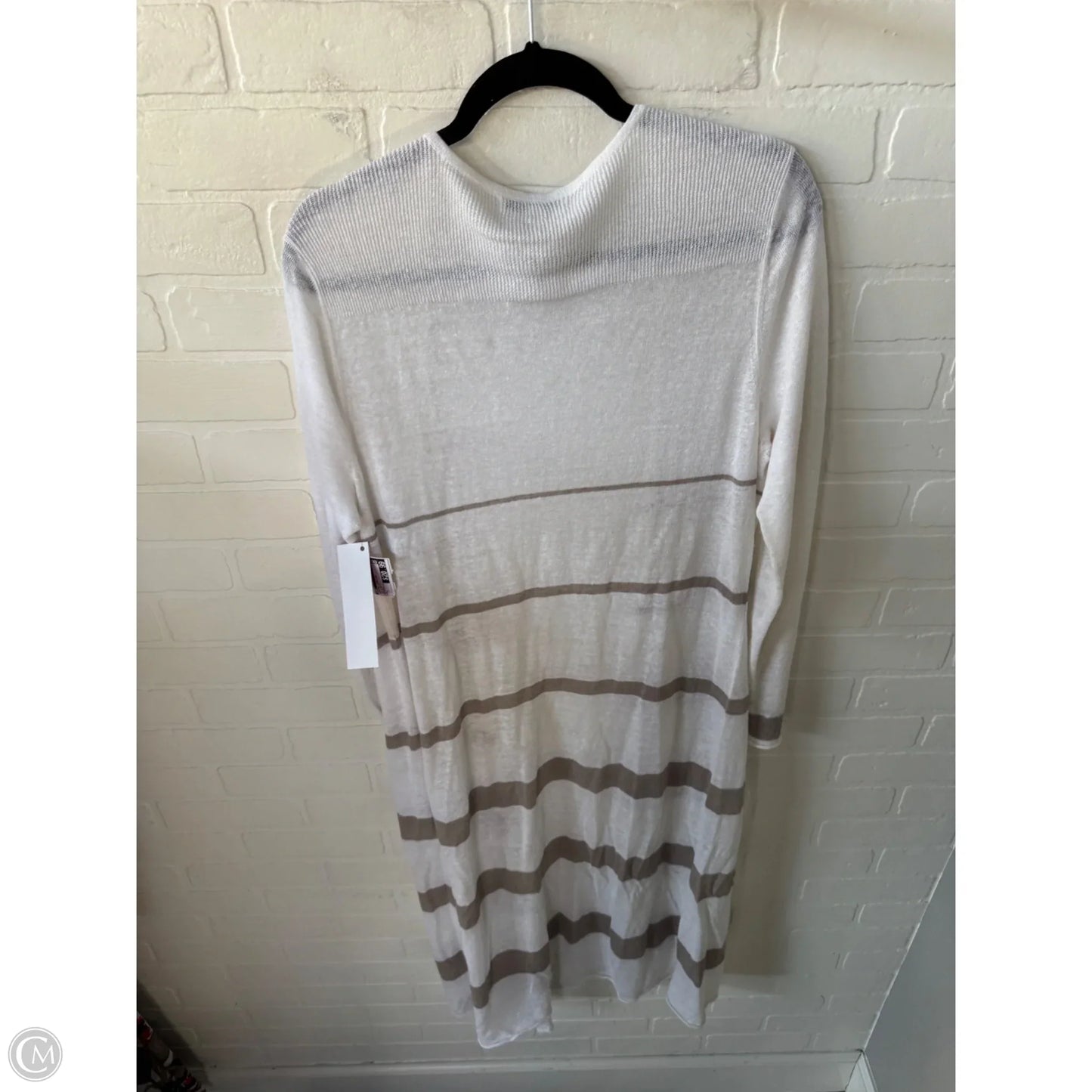 Sweater Cardigan By Cabi In Tan & White, Size: L