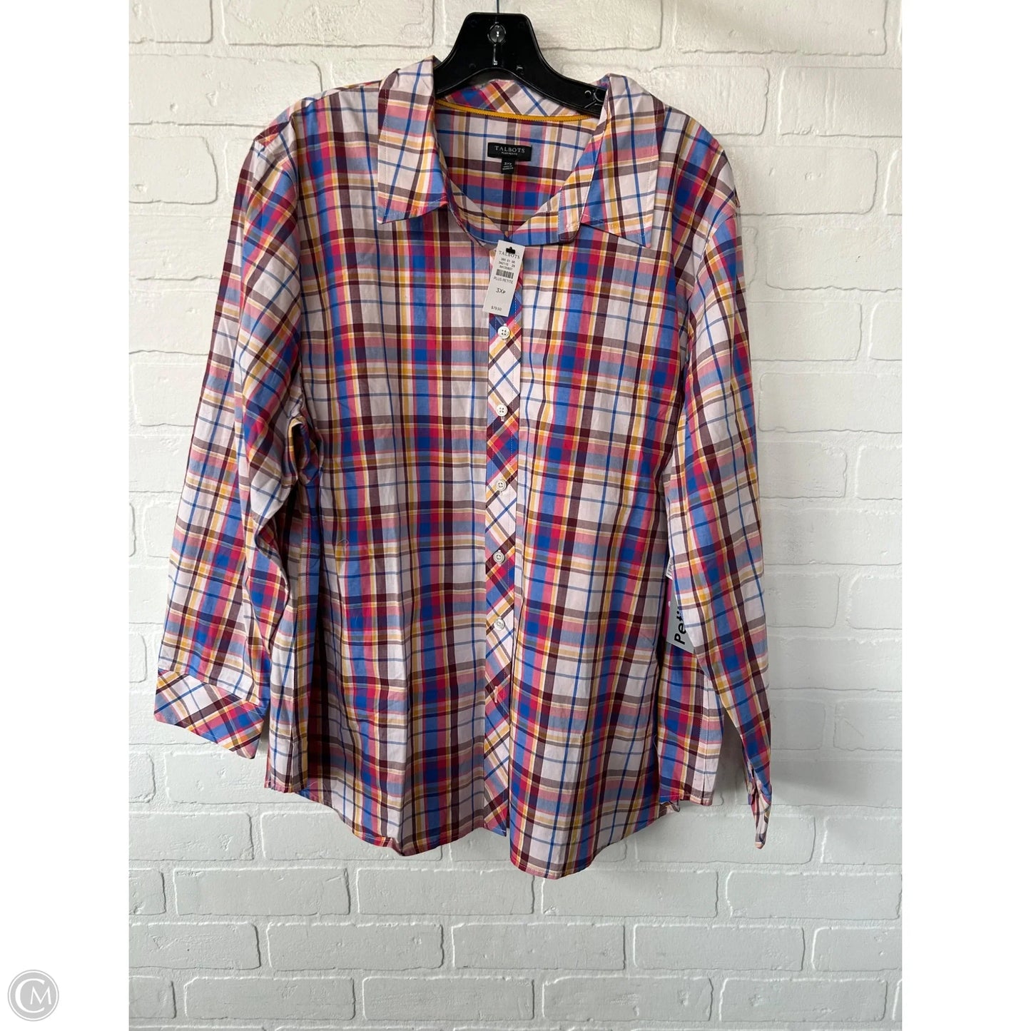 Top Long Sleeve By Talbots In Blue & Red, Size: 3x