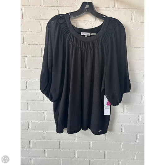 Top 3/4 Sleeve By Calvin Klein In Black, Size: L