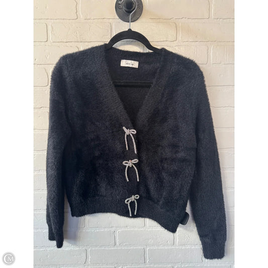 Sweater Cardigan By Sadie & Sage In Black & Silver, Size: S