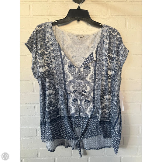 Top Sleeveless By Lucky Brand In Blue & White, Size: 1x