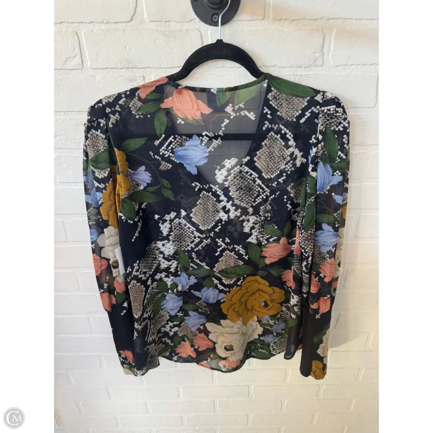 Top Long Sleeve By Cabi In Black & Blue, Size: M