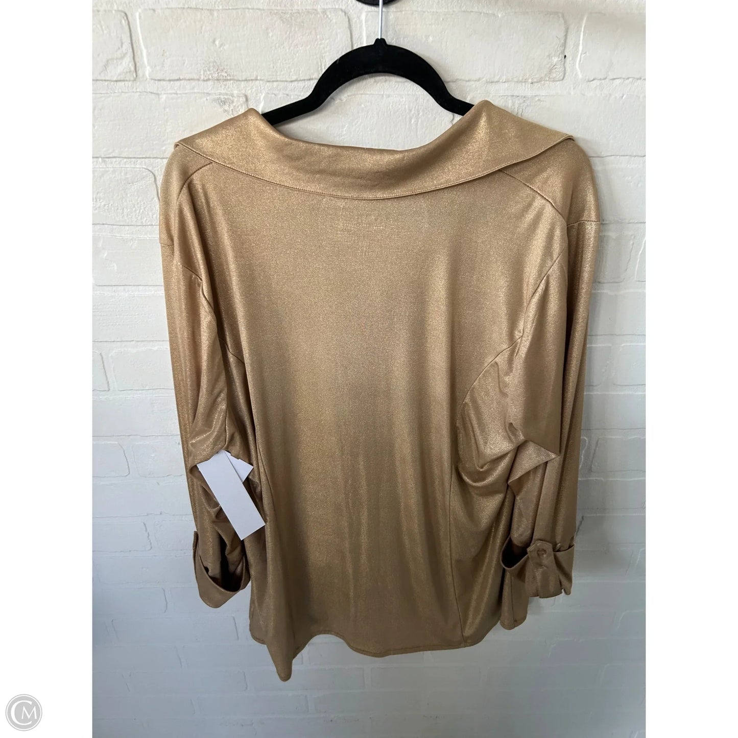 Top Long Sleeve By Inc In Gold, Size: 2x