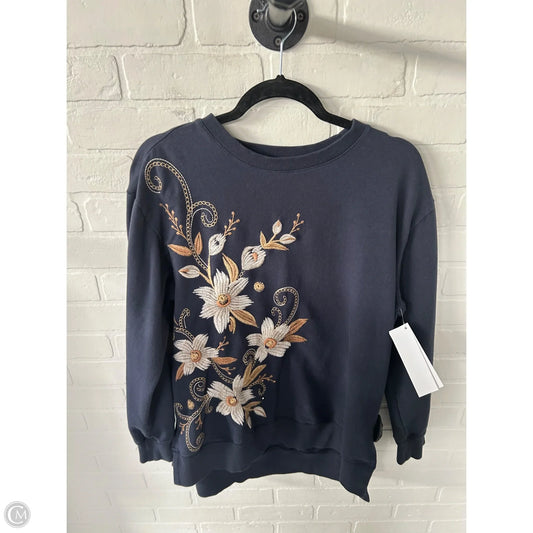 Sweatshirt Designer By Johnny Was In Blue & Tan, Size: L