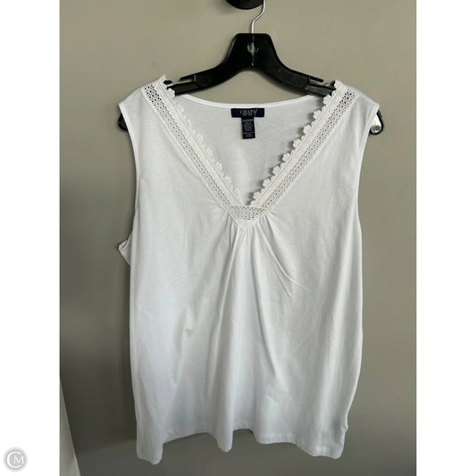 Top Sleeveless By Chaps In White, Size: 2x