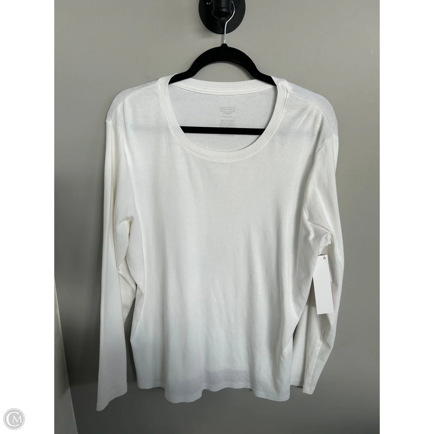 Top Long Sleeve Basic By Merona In White, Size: L