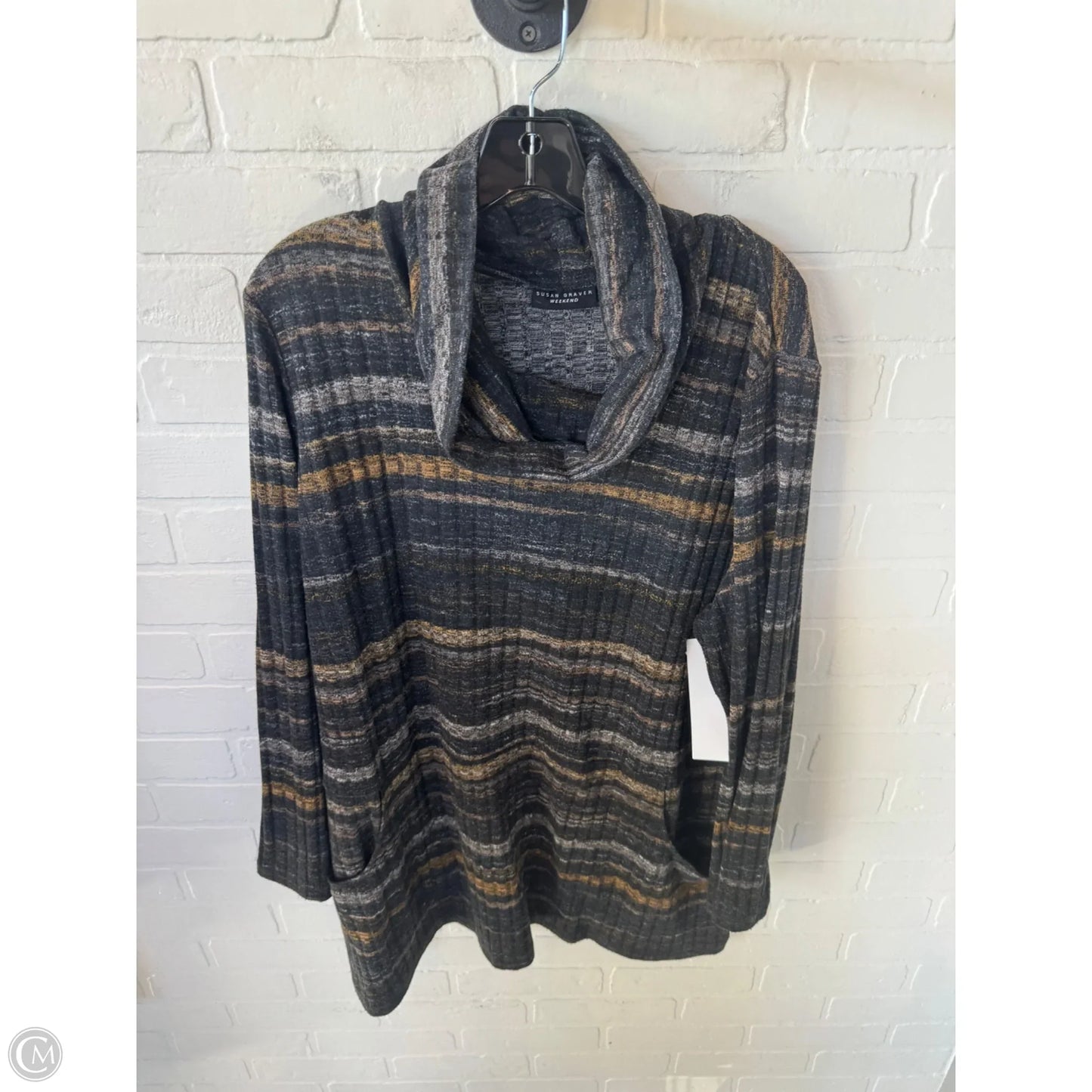 Sweater By Susan Graver In Black & Yellow, Size: Xl