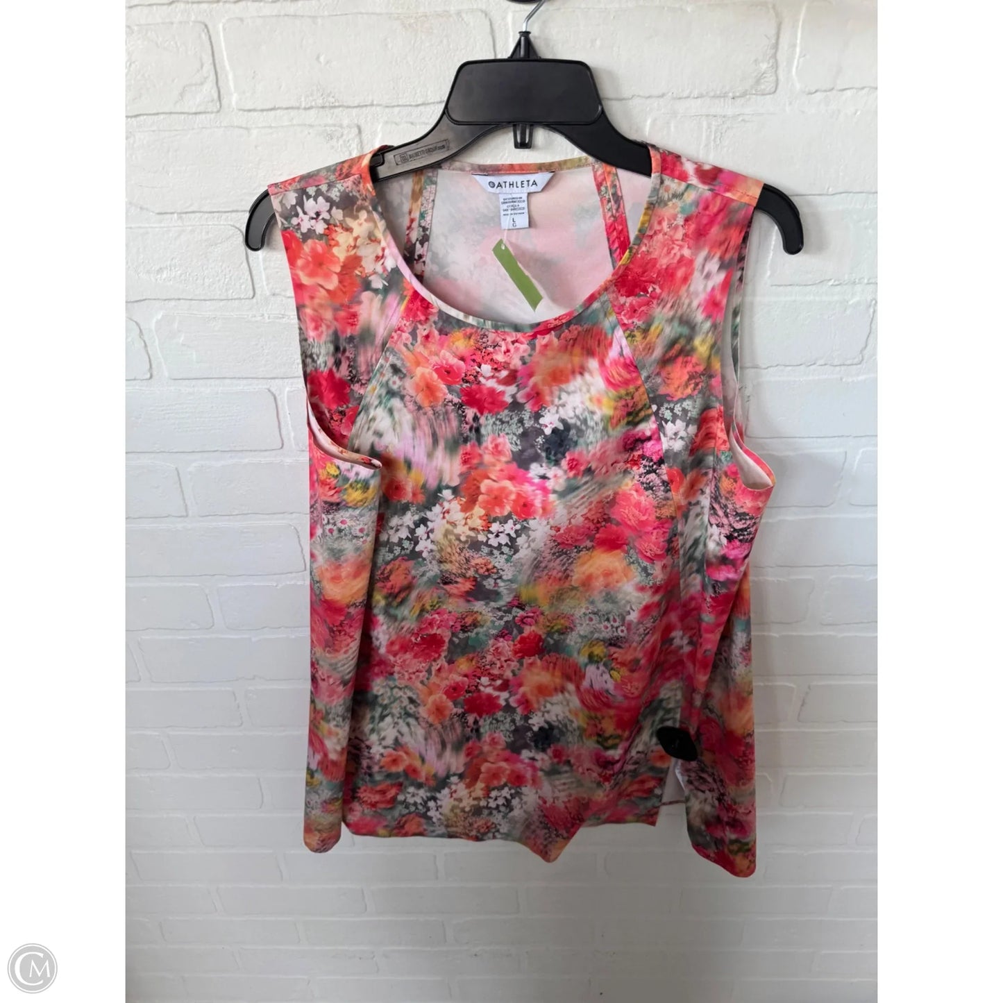 Top Sleeveless By Athleta In Orange & Pink, Size: L