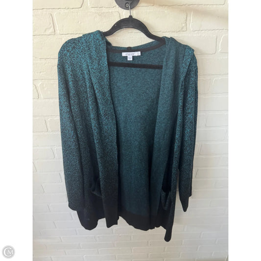 Sweater Cardigan By Chicos In Black & Blue, Size: Xl