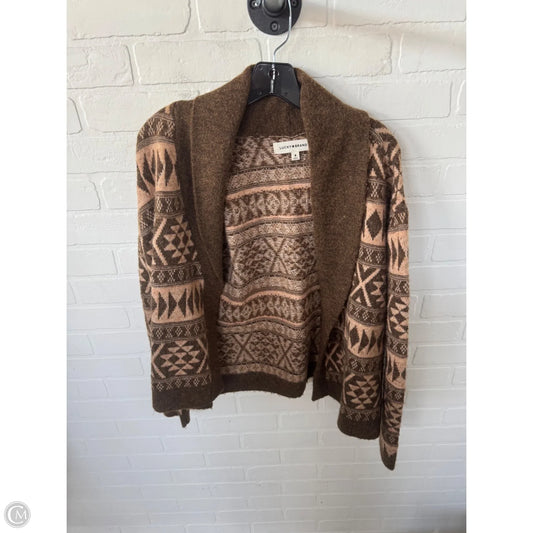 Sweater Cardigan By Lucky Brand In Brown & Tan, Size: M