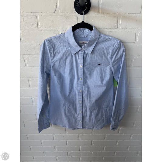 Top Long Sleeve By Vineyard Vines In Blue & White, Size: S