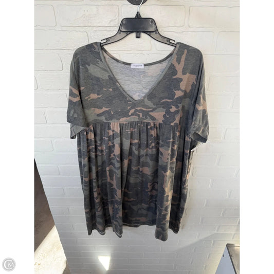 Tunic Short Sleeve By Chicsoul In Black & Green, Size: 2x