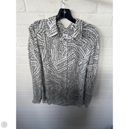 Top Long Sleeve By Cabi In Black & White, Size: M