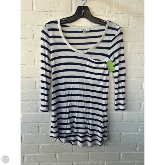 Top 3/4 Sleeve Basic By Cabi In Blue & White, Size: Xs